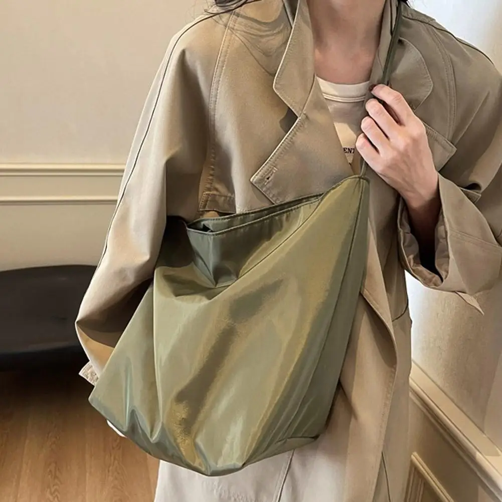 Women's Tote Shoulder Bag Large Capacity Minimalist Stylish Lazy Style Lightweight Student Class Bucket Bag Retro Shopping Bag