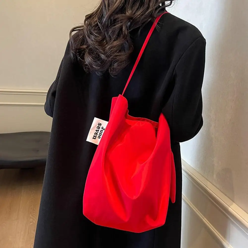 Women's Tote Shoulder Bag Large Capacity Minimalist Stylish Lazy Style Lightweight Student Class Bucket Bag Retro Shopping Bag