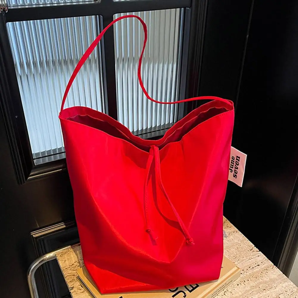 Women's Tote Shoulder Bag Large Capacity Minimalist Stylish Lazy Style Lightweight Student Class Bucket Bag Retro Shopping Bag