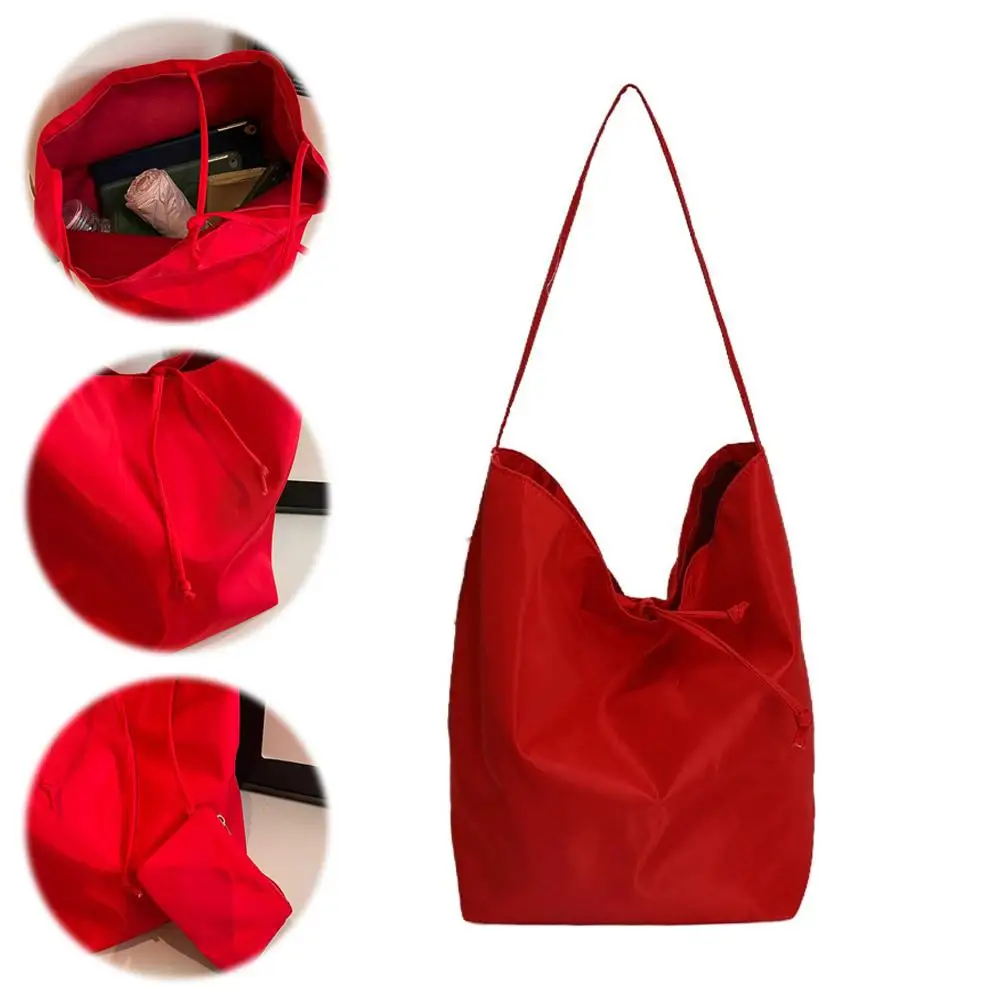 Women's Tote Shoulder Bag Large Capacity Minimalist Stylish Lazy Style Lightweight Student Class Bucket Bag Retro Shopping Bag
