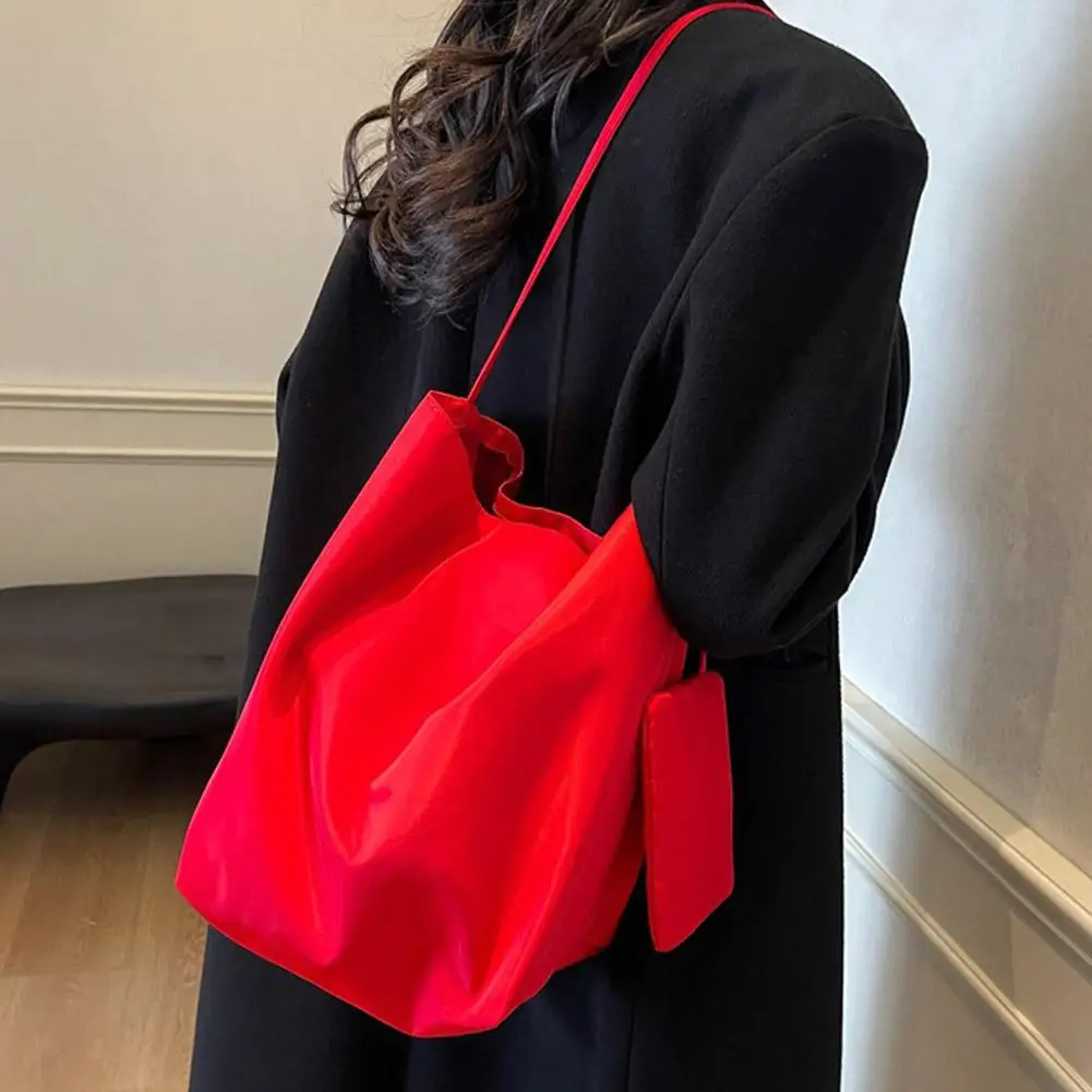 Women's Tote Shoulder Bag Large Capacity Minimalist Stylish Lazy Style Lightweight Student Class Bucket Bag Retro Shopping Bag