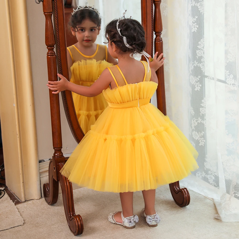 2022 Baby Dress For Girls Kids Wedding Bridesmaid Dresses Toddler Tulle Birthday Princess Party Dress Infant Outfits Vestidos