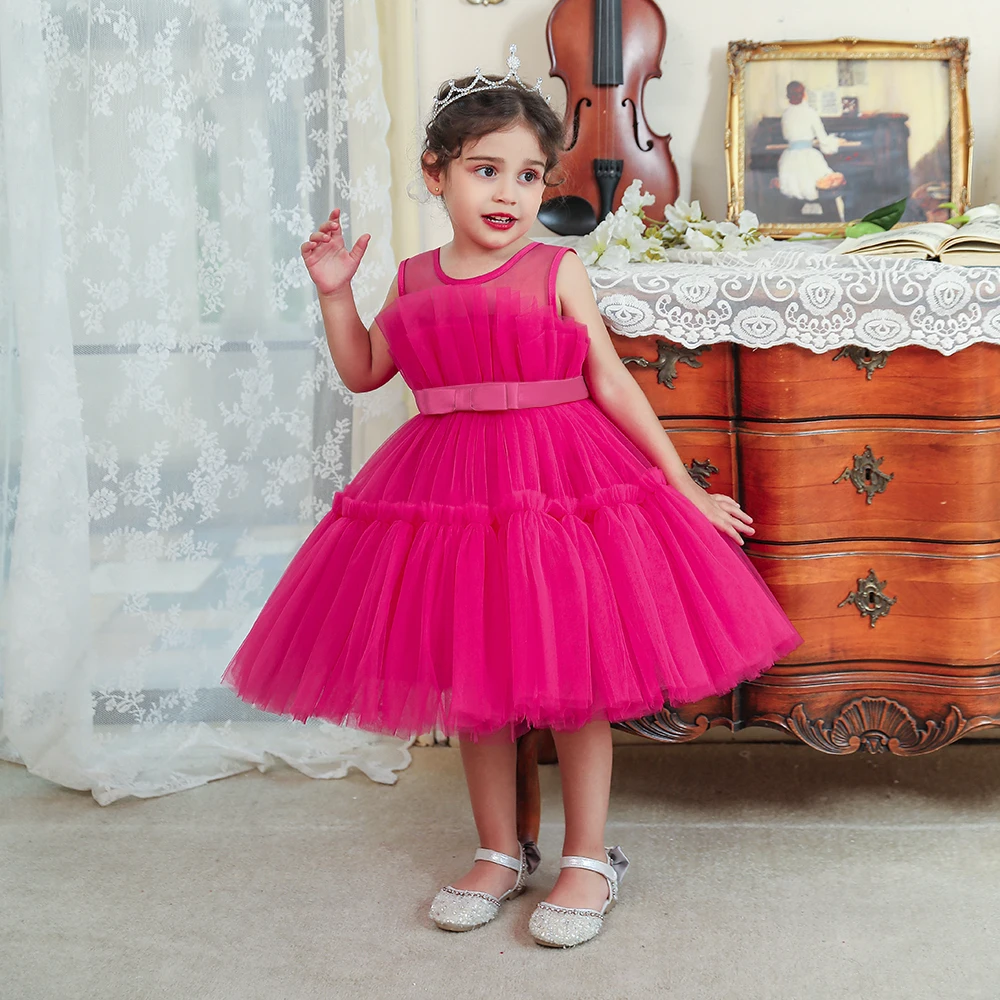 2022 Baby Dress For Girls Kids Wedding Bridesmaid Dresses Toddler Tulle Birthday Princess Party Dress Infant Outfits Vestidos