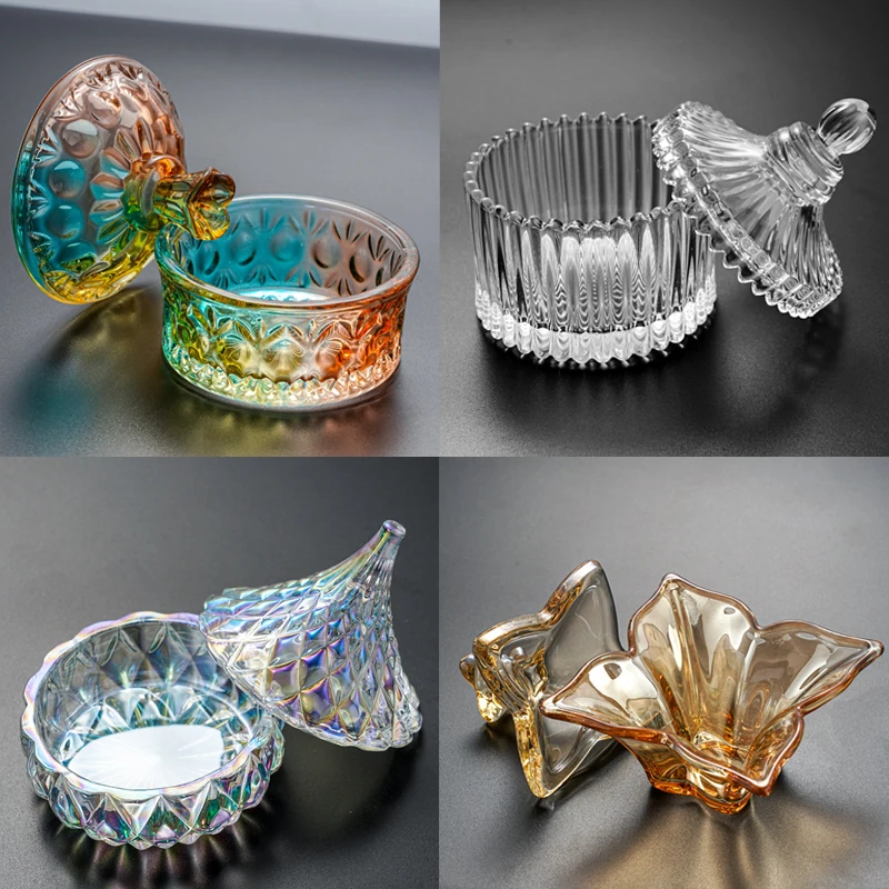 Nail Art Acylic Glass Rainbow Transparent Acrylic Powder Cup Holder Equipment Nail Tools Dappen Dish Lid Bowl Manicure Cup