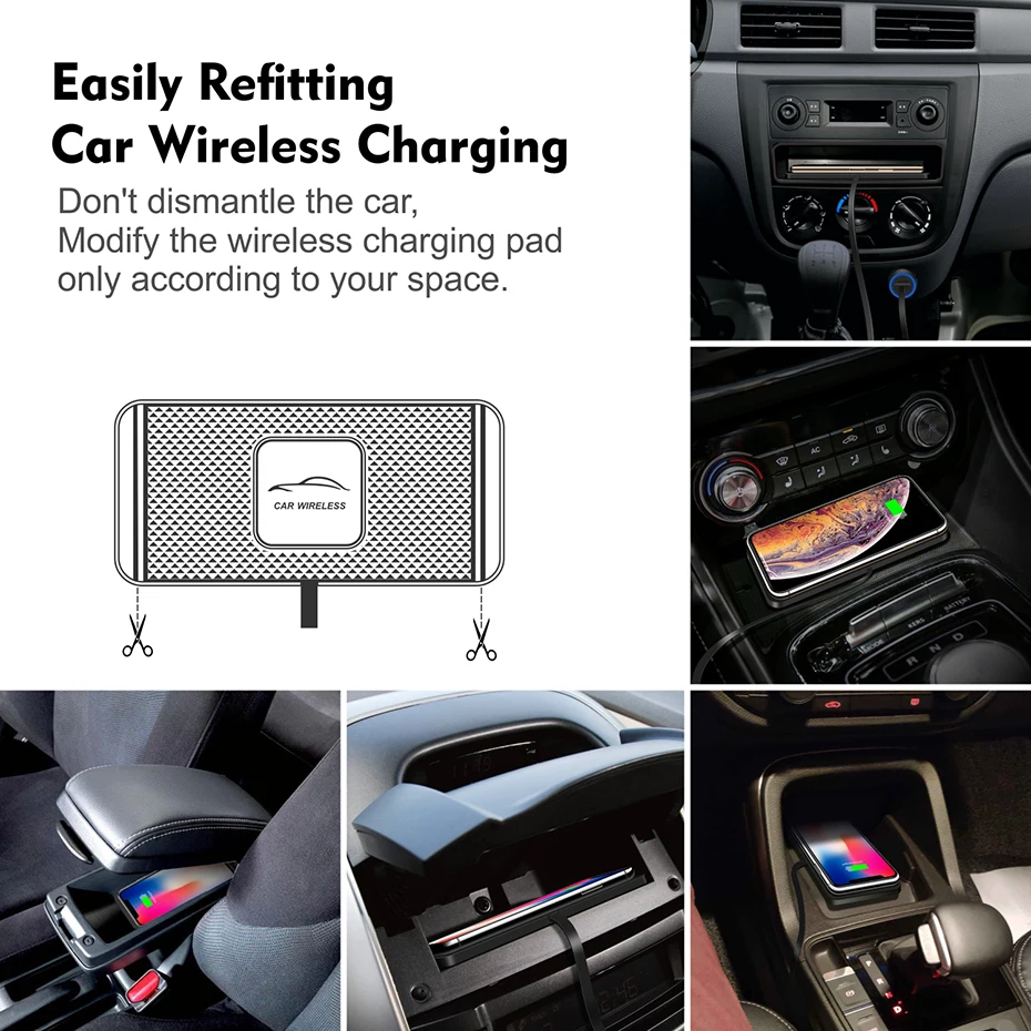 Polmxs Car Wireless Charging for 15W Qi Type C Wireless Charger Mat Non Slip Pad for iPhone 14 13 12 Pro Max Samsung S22/S21/S20