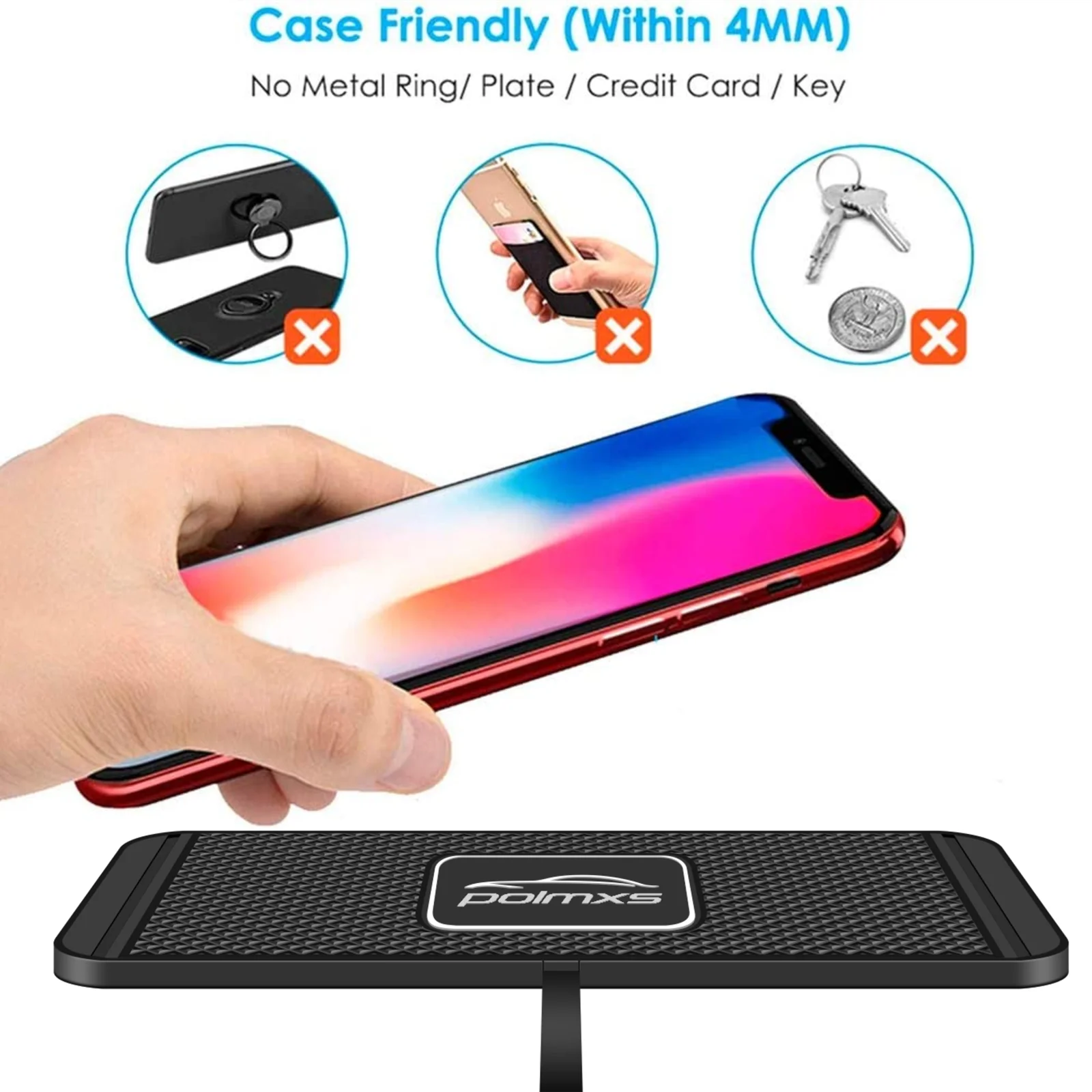 Polmxs Car Wireless Charging for 15W Qi Type C Wireless Charger Mat Non Slip Pad for iPhone 14 13 12 Pro Max Samsung S22/S21/S20