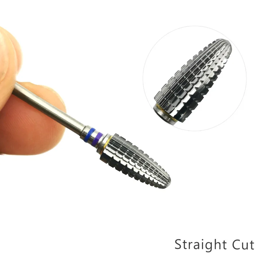 HYTOOS 6mm Flame Bits 3/32 Two-way Nail Drill Bit Carbide Burrs Milling Cutters For Manicure Remove Gel File Accessories