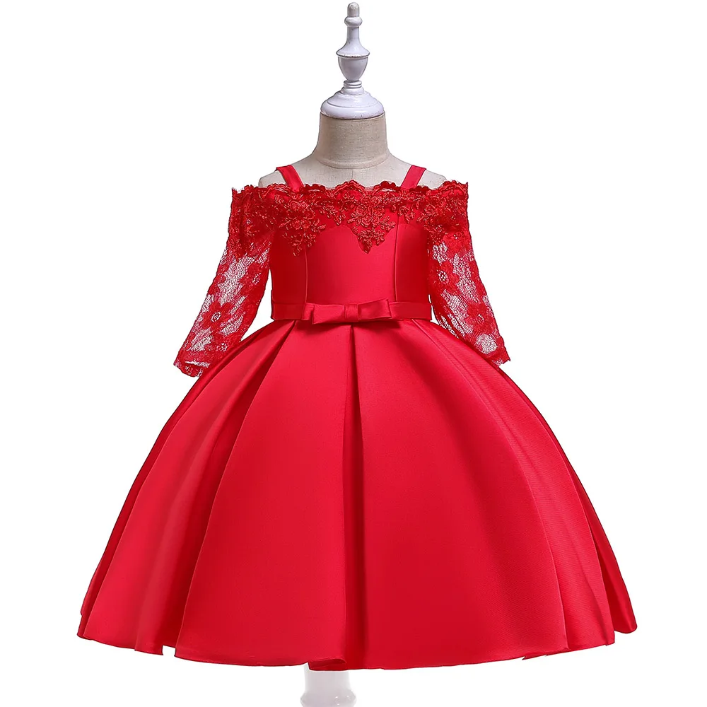 Green Christmas Dress For Girls Children Costume Elegant Kids Princess Party Dresses Lace Half Sleeve Girl Wedding Prom Gown