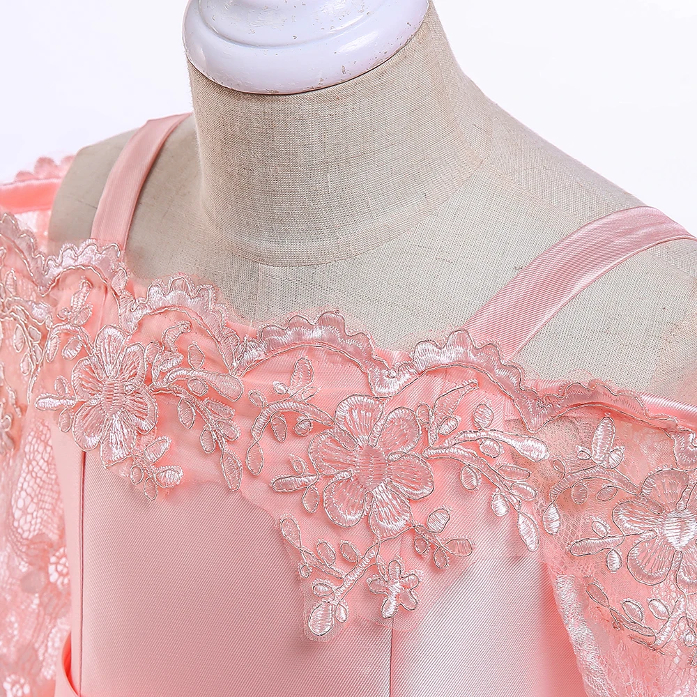 Green Christmas Dress For Girls Children Costume Elegant Kids Princess Party Dresses Lace Half Sleeve Girl Wedding Prom Gown