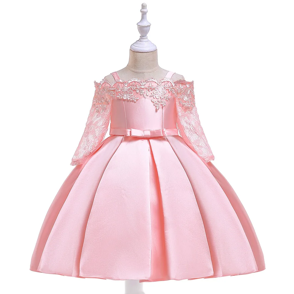 Green Christmas Dress For Girls Children Costume Elegant Kids Princess Party Dresses Lace Half Sleeve Girl Wedding Prom Gown