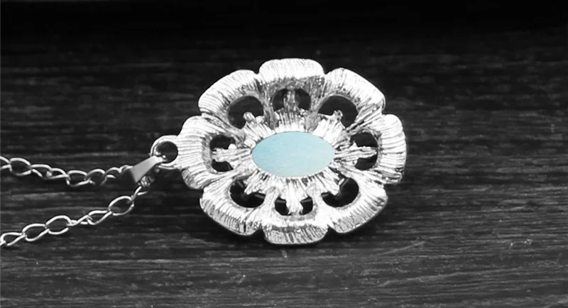 Vintage Flower Pendant Natural Stone Quartz Opal Sets For Women Antique Silver Plated Necklace Earring Ring Fashion Jewelry