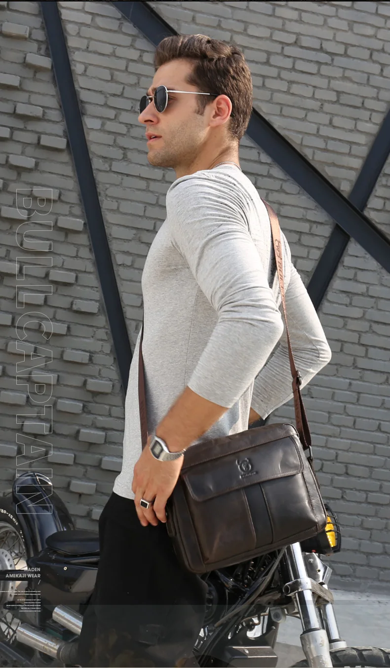 BULLCAPTAIN Genuine Leather Men's Crossbody Bag Large Capacity Casual Multifunctional Handbag A Fashion Business Briefcase