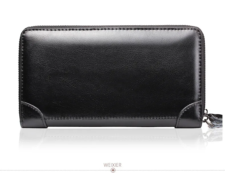 Men's Wallet Long Wallet Quality PU Leather Wallet Men's Double Zipper Coin Pocket Purse Youth Business Clutch Phone Bag