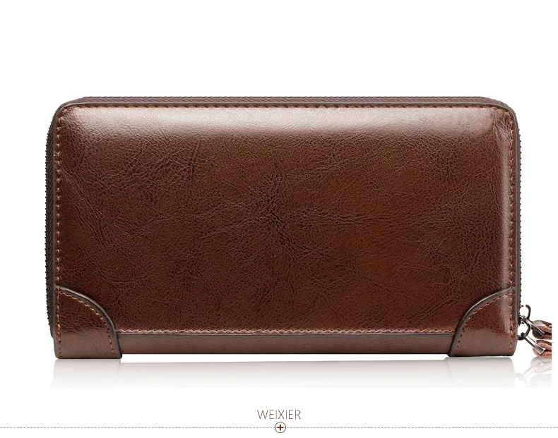 Men's Wallet Long Wallet Quality PU Leather Wallet Men's Double Zipper Coin Pocket Purse Youth Business Clutch Phone Bag