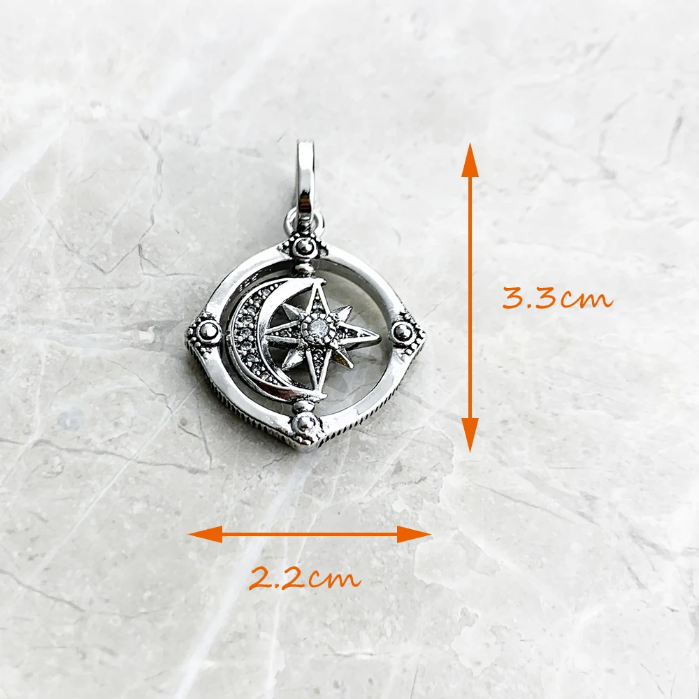 Moveable Star And Moon Pendant Brand New Fine Jewelry Accessories 925 Sterling Silver Vintage Gift For Woman
