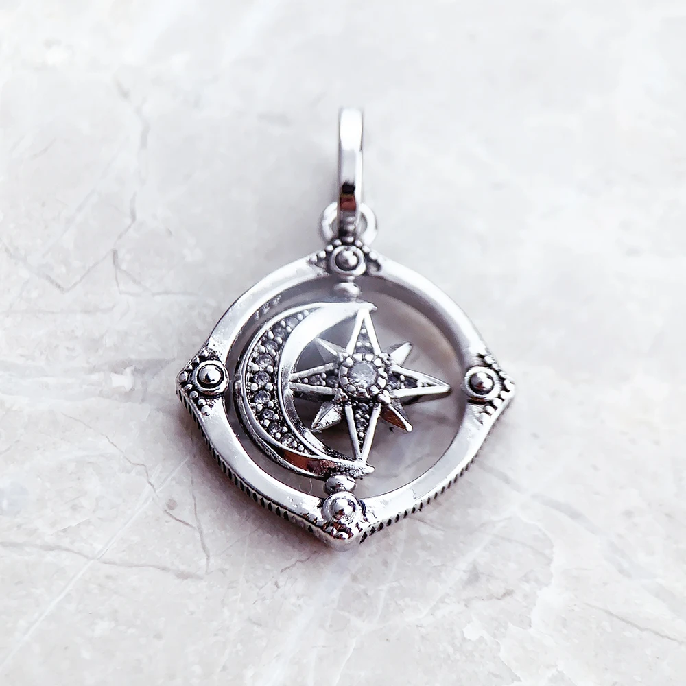 Moveable Star And Moon Pendant Brand New Fine Jewelry Accessories 925 Sterling Silver Vintage Gift For Woman