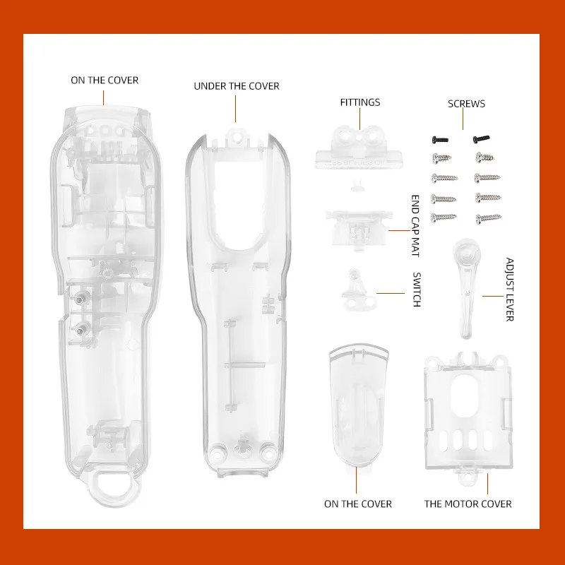 Electric Clipper Shell For WAHL 8148/8591 Transparent Color Barber DIY Accessories Hair Clipper Modified Cover 8Pcs/Set Y0514