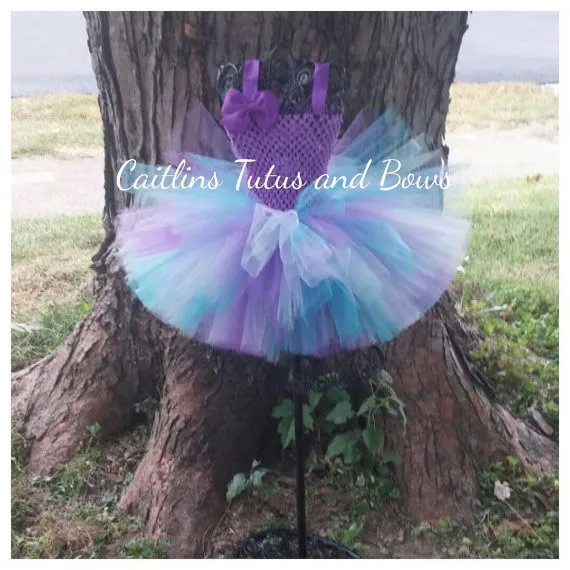 Lovely Girls Pink Cartoon Tutu Dress Baby Crochet Tulle Tutus with Dots Bow and Headband Set Kids Birthday Party Costume Dresses