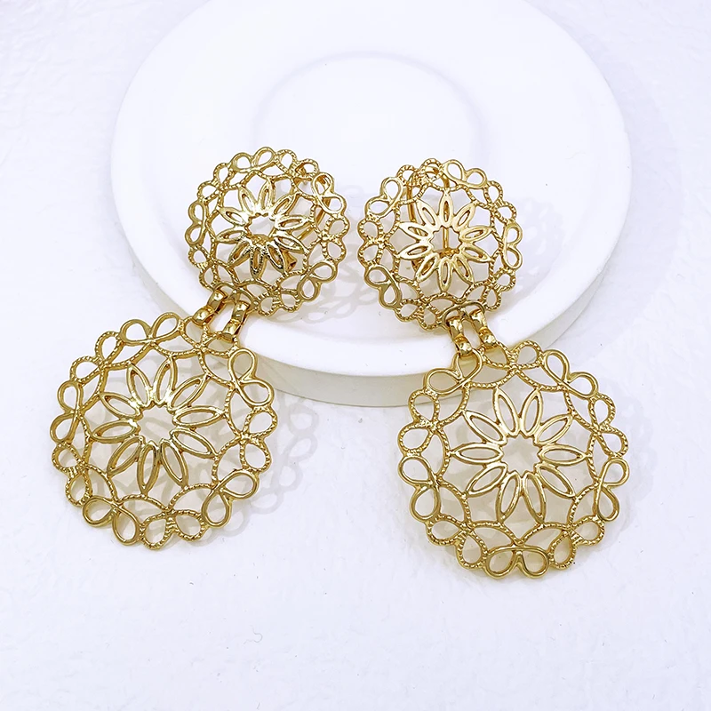 Women Earrings Luxury Design Big Drop Earrings Two Tone Fashion Jewelry Wedding Party Gift Trending
