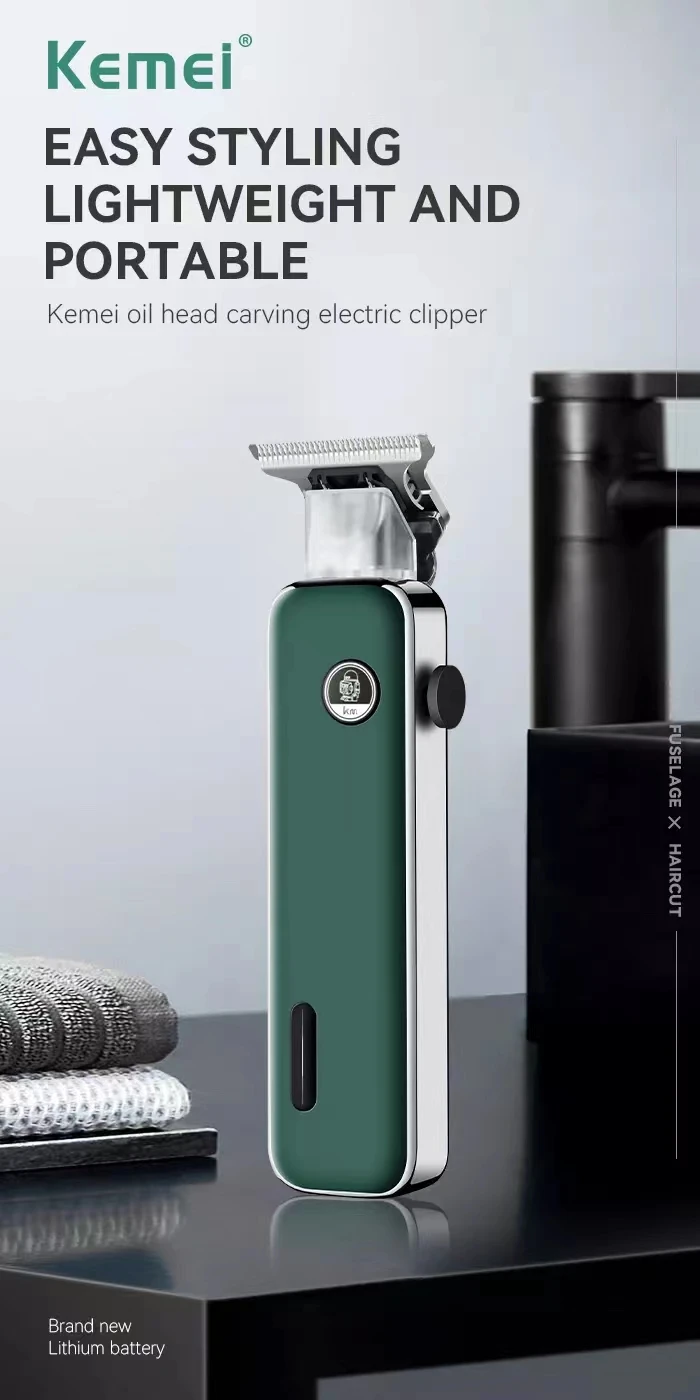 Kemei Professional Barber Hair Trimmer T-blade Dry-shaving and Fading Hair Clipper All-around Outlining Close-cutting Machine