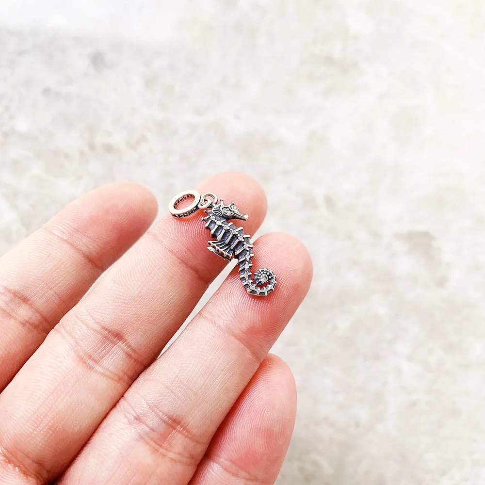 Maritime Seahorse Pendant Charm Handmade New Fine Jewelry Real 925 Sterling Silver Oceans Gift For Women Men