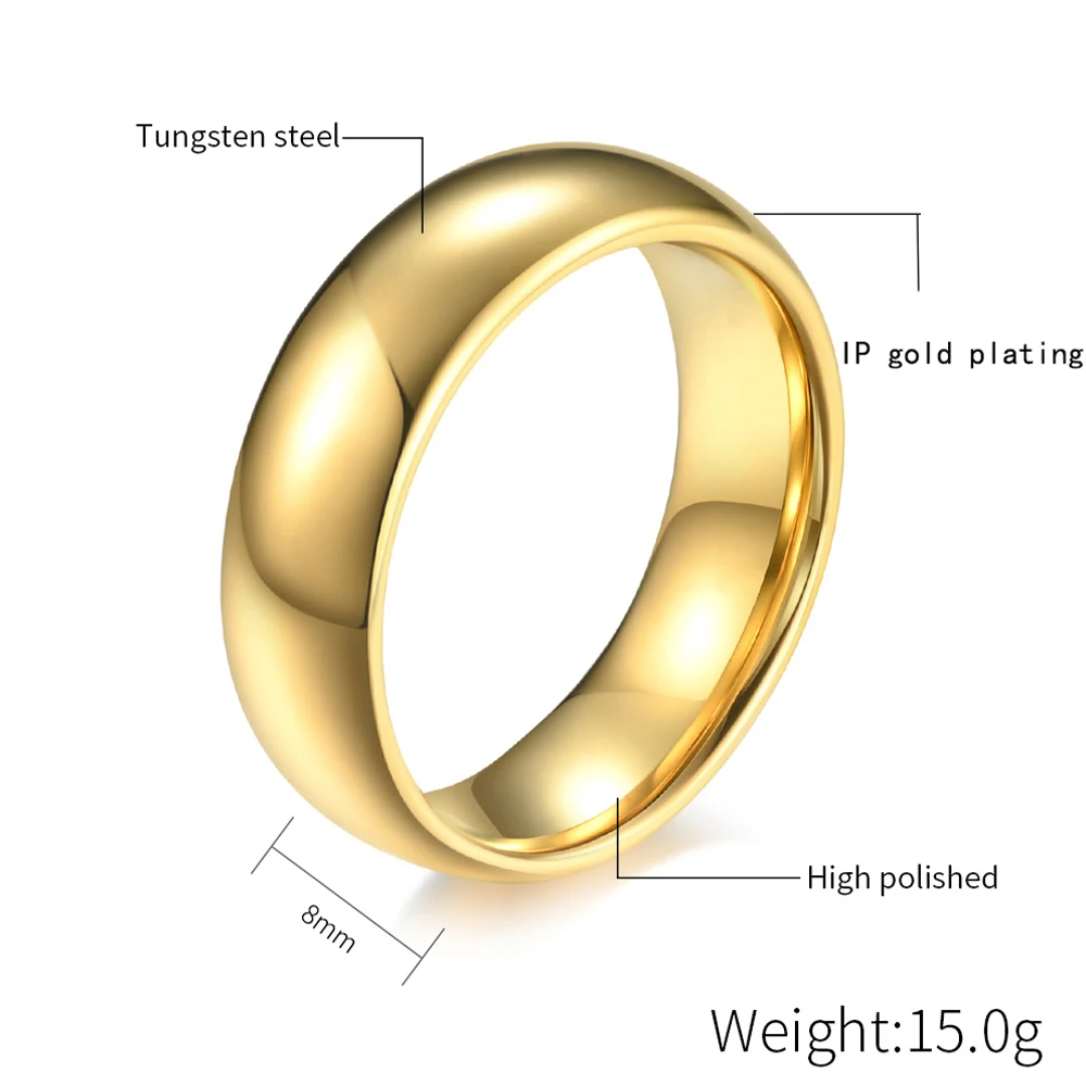 Classic Tungsten Carbide Rings Glod Color 4/6/8mm For Women Men Couple Wedding Bands Zirconia Engagement Christmas Gift Jewelry