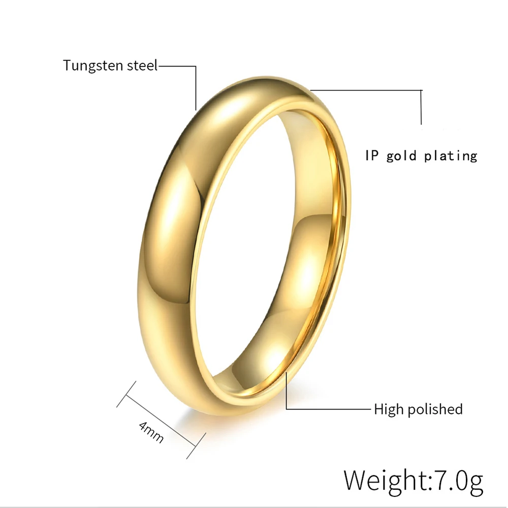 Classic Tungsten Carbide Rings Glod Color 4/6/8mm For Women Men Couple Wedding Bands Zirconia Engagement Christmas Gift Jewelry