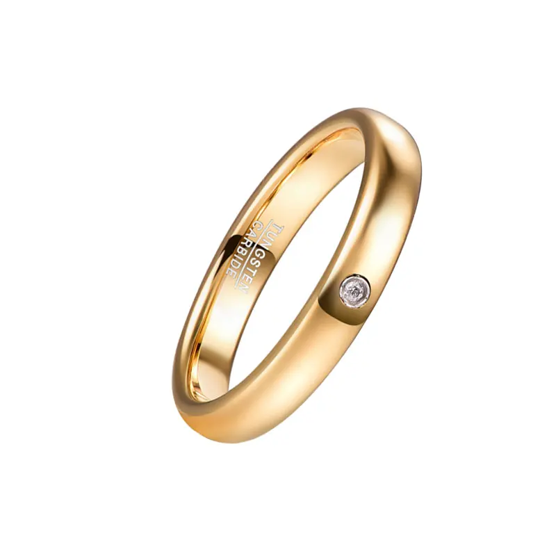 Classic Tungsten Carbide Rings Glod Color 4/6/8mm For Women Men Couple Wedding Bands Zirconia Engagement Christmas Gift Jewelry