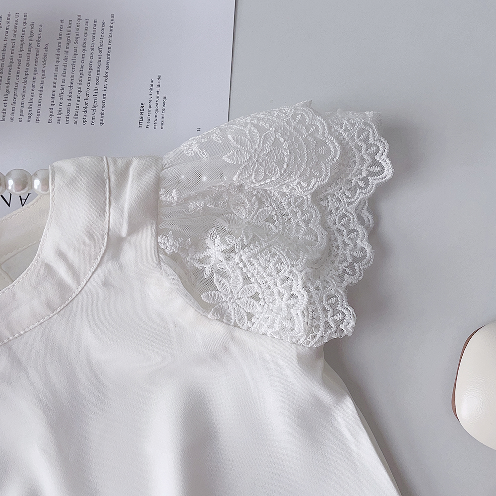 Bear Leader White Girls Short Sleeve T-Shirt Summer Kids Lace Sleeve Blouse Children's Clothing School Clothes Tops Kids Clothes