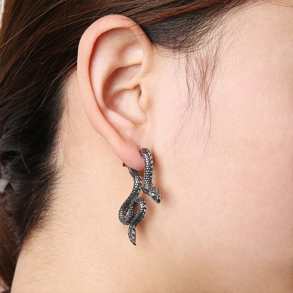 Punk Chinese Dragon Earrings for Women Gift Stainless Steel Unique Handsome Men Loong Ear studs Vintage Male Jewelry Accessories