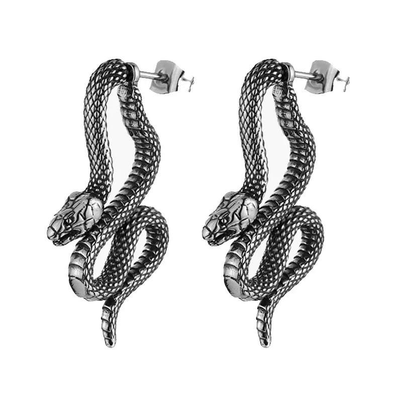 Punk Chinese Dragon Earrings for Women Gift Stainless Steel Unique Handsome Men Loong Ear studs Vintage Male Jewelry Accessories
