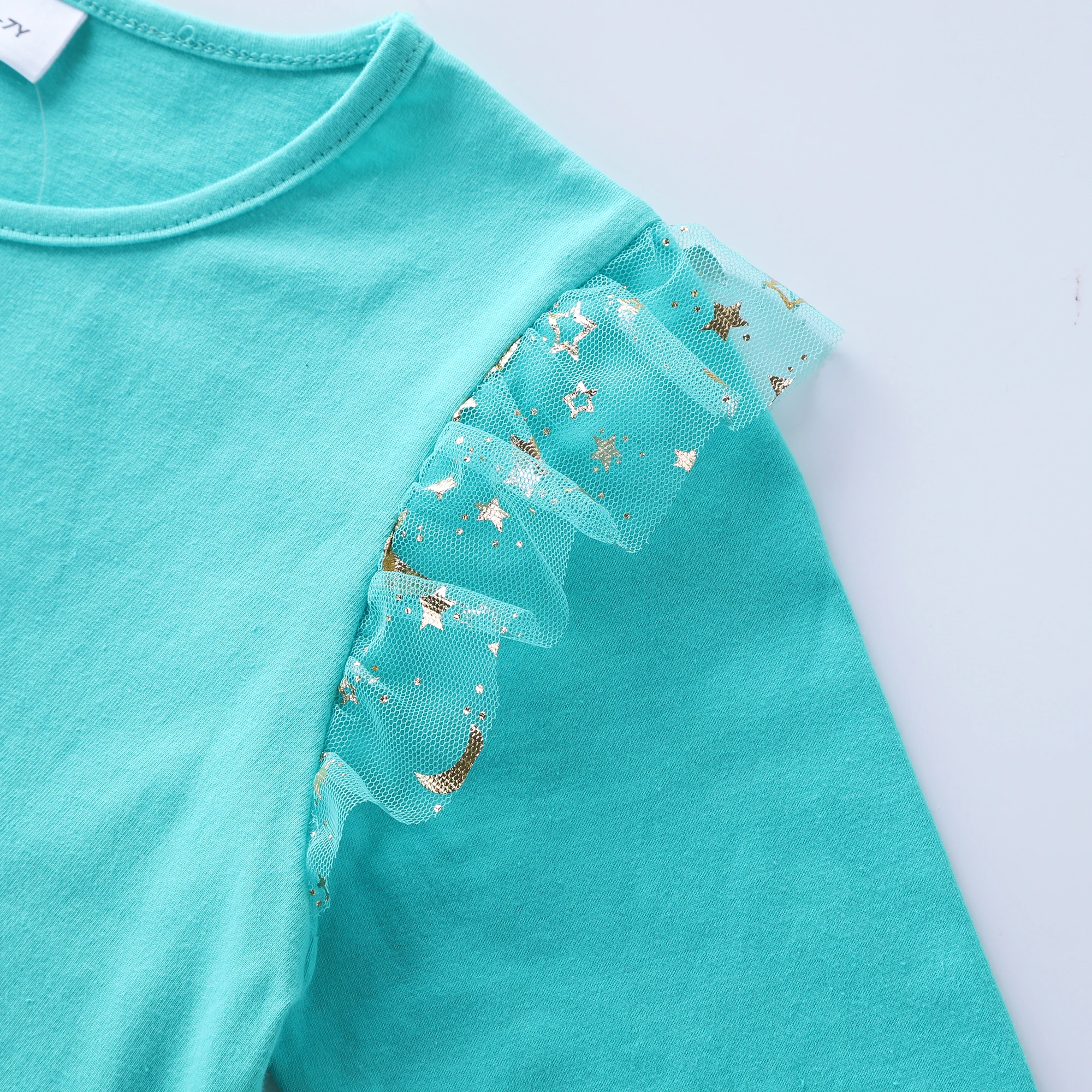 Girls' Autumn New Cotton Embroidered Cartoon Unicorn Mesh Dress