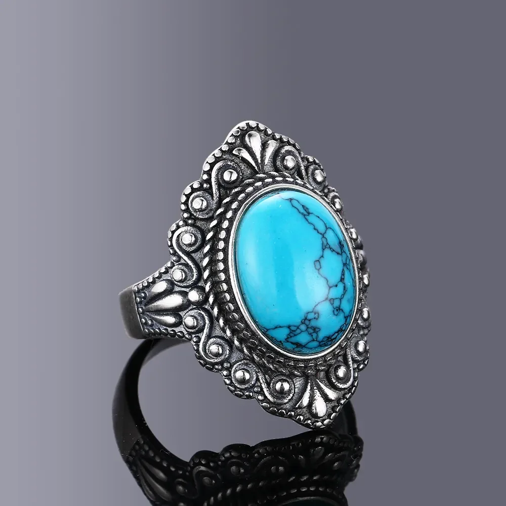 Oval Natural Labradorite Rings for Women Men S925 Silver Ring Finger Ring Retro Gemstone Rings Jewelry Party Gift