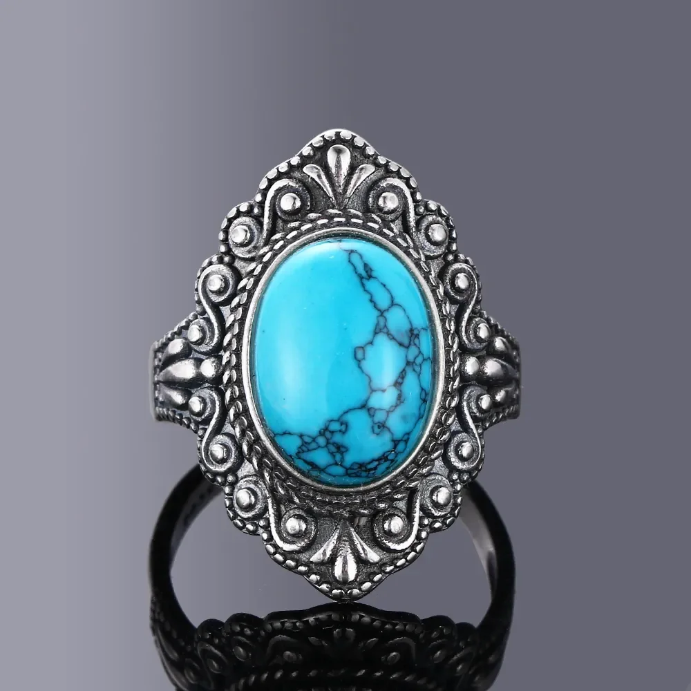 Oval Natural Labradorite Rings for Women Men S925 Silver Ring Finger Ring Retro Gemstone Rings Jewelry Party Gift