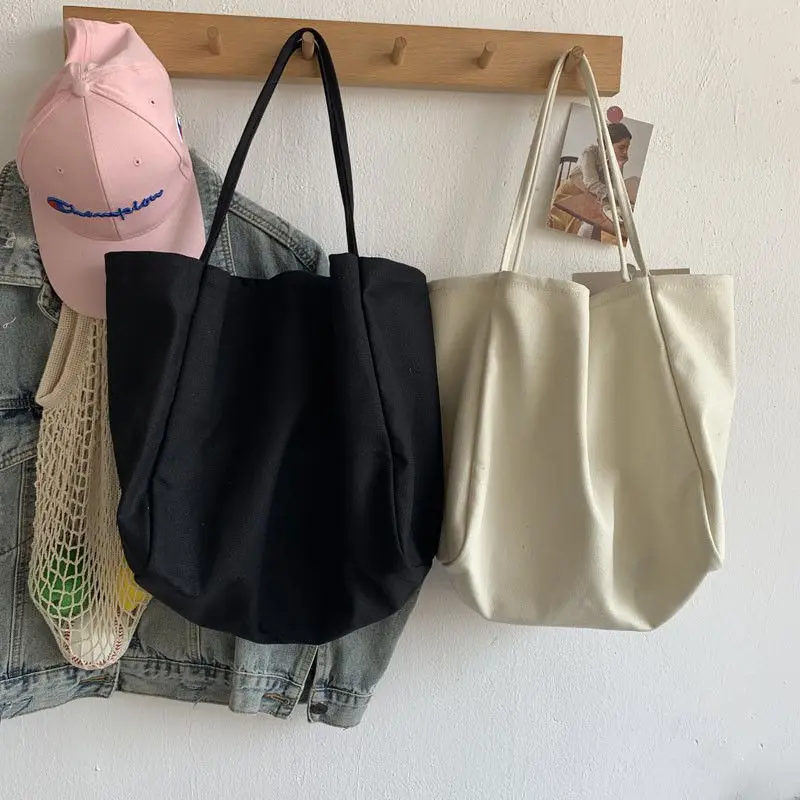 Yogodlns Cusual Canvas Handbag For Women Large Capacity Tote Bag Simple Solid Color Shoulder Bag Shopping Big Reusable Lady Tote