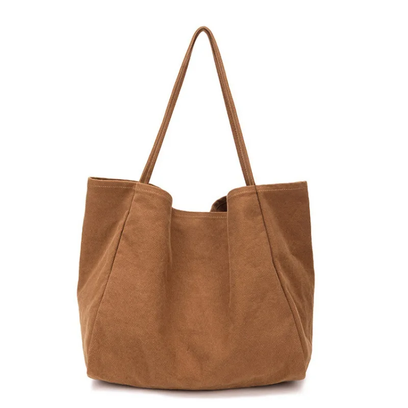 Yogodlns Cusual Canvas Handbag For Women Large Capacity Tote Bag Simple Solid Color Shoulder Bag Shopping Big Reusable Lady Tote