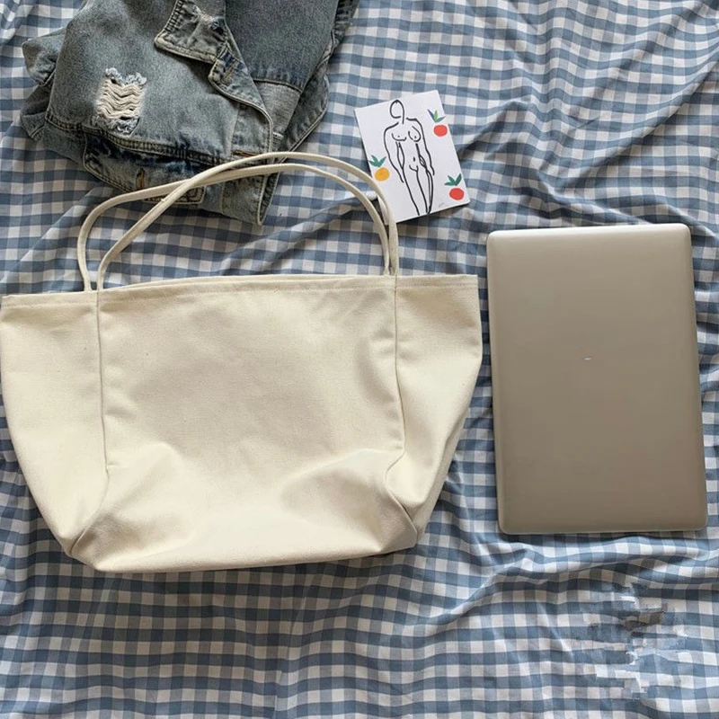 Yogodlns Cusual Canvas Handbag For Women Large Capacity Tote Bag Simple Solid Color Shoulder Bag Shopping Big Reusable Lady Tote