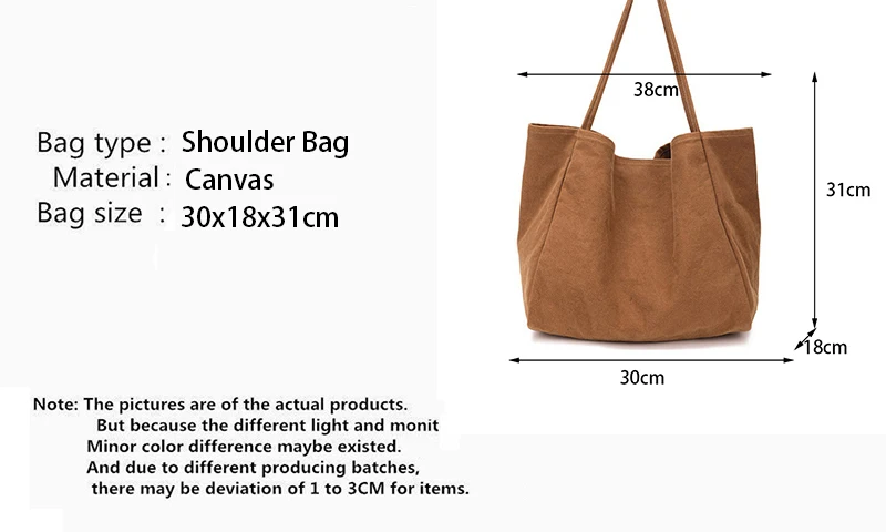 Yogodlns Cusual Canvas Handbag For Women Large Capacity Tote Bag Simple Solid Color Shoulder Bag Shopping Big Reusable Lady Tote