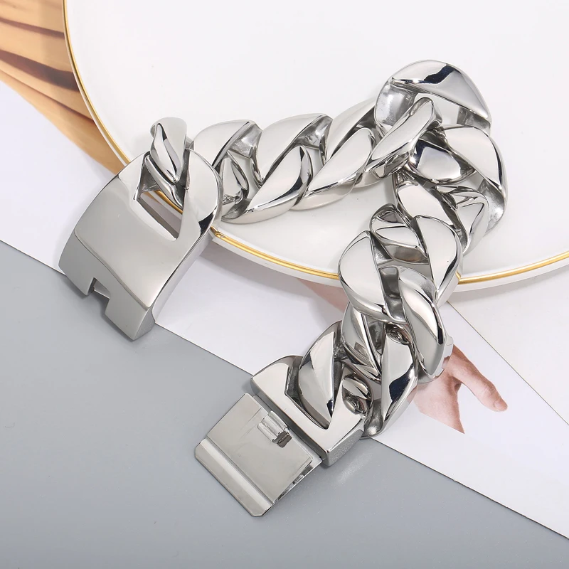 Stainless Steel 26/32mm Cuban Link Chain Necklace Hip Hop Punk Men's Chunky Waterproof Choker Jewelry SDA
