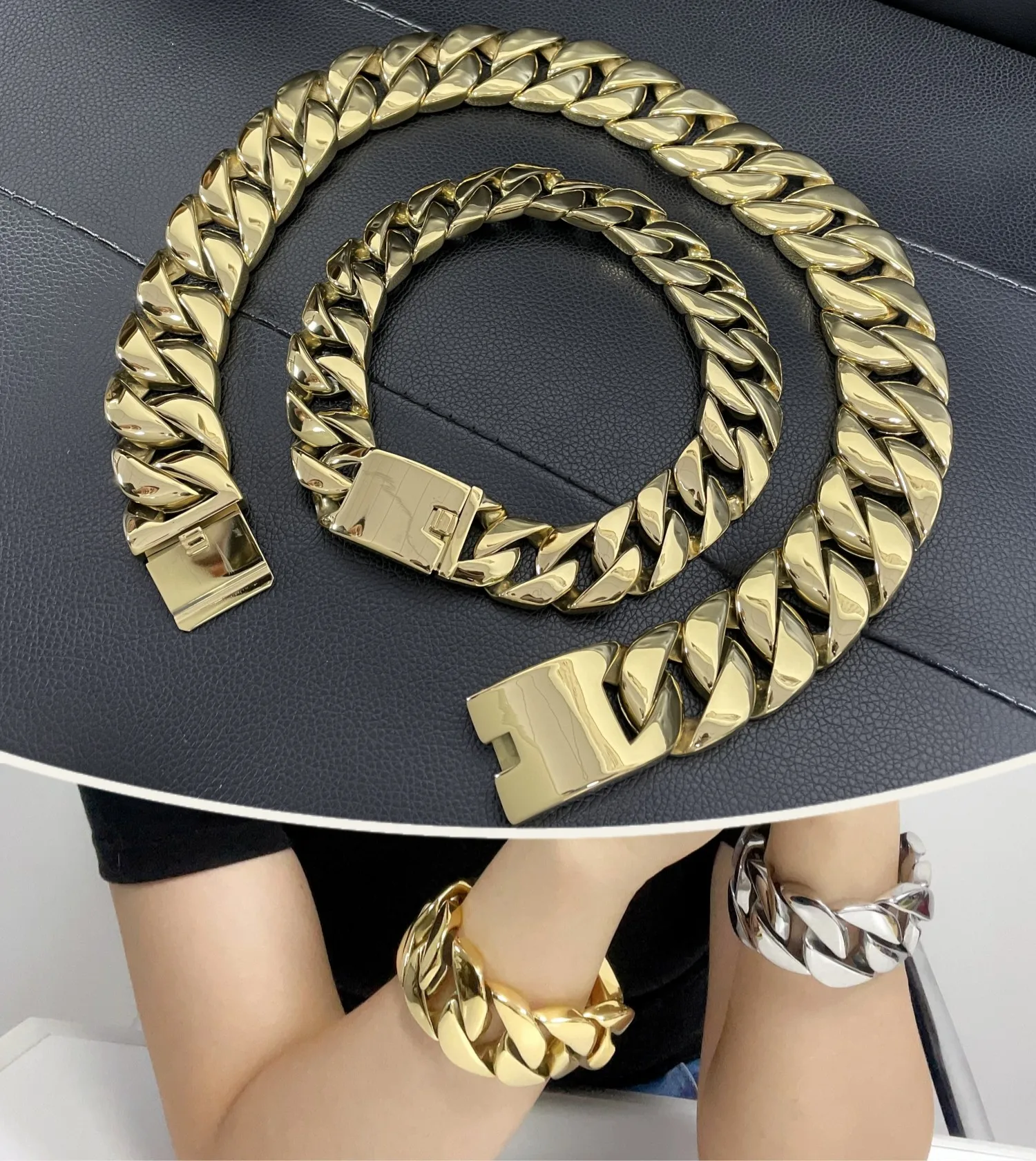 Stainless Steel 26/32mm Cuban Link Chain Necklace Hip Hop Punk Men's Chunky Waterproof Choker Jewelry SDA
