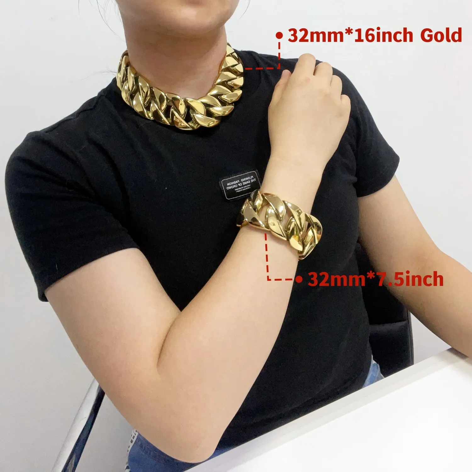 Stainless Steel 26/32mm Cuban Link Chain Necklace Hip Hop Punk Men's Chunky Waterproof Choker Jewelry SDA