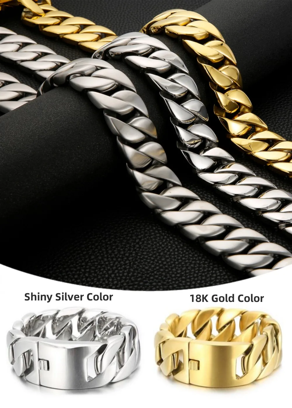 Stainless Steel 26/32mm Cuban Link Chain Necklace Hip Hop Punk Men's Chunky Waterproof Choker Jewelry SDA