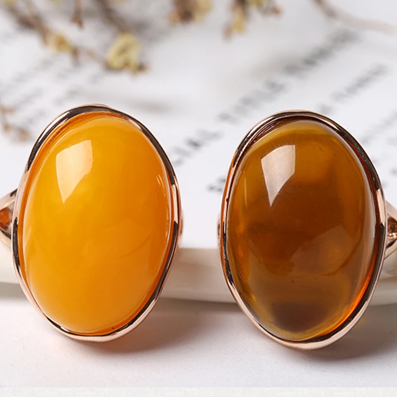 Natural Amber Ring Adjustable Mens Women Blood Amber Rings Charm Advanced Fashion Jewelry Gifts Ladies Beeswax Mens Ring