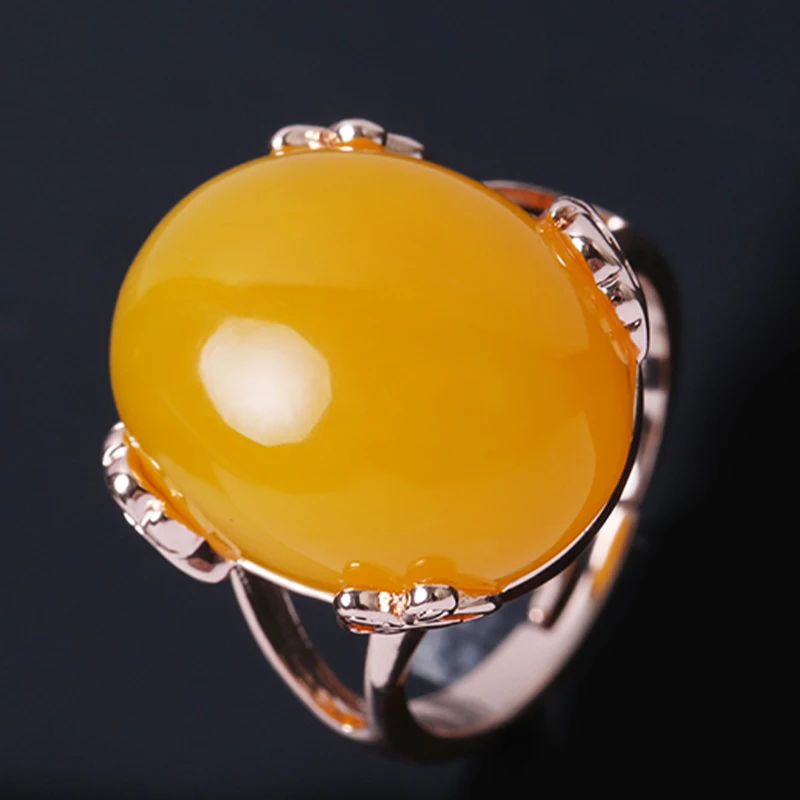 Natural Amber Ring Adjustable Mens Women Blood Amber Rings Charm Advanced Fashion Jewelry Gifts Ladies Beeswax Mens Ring