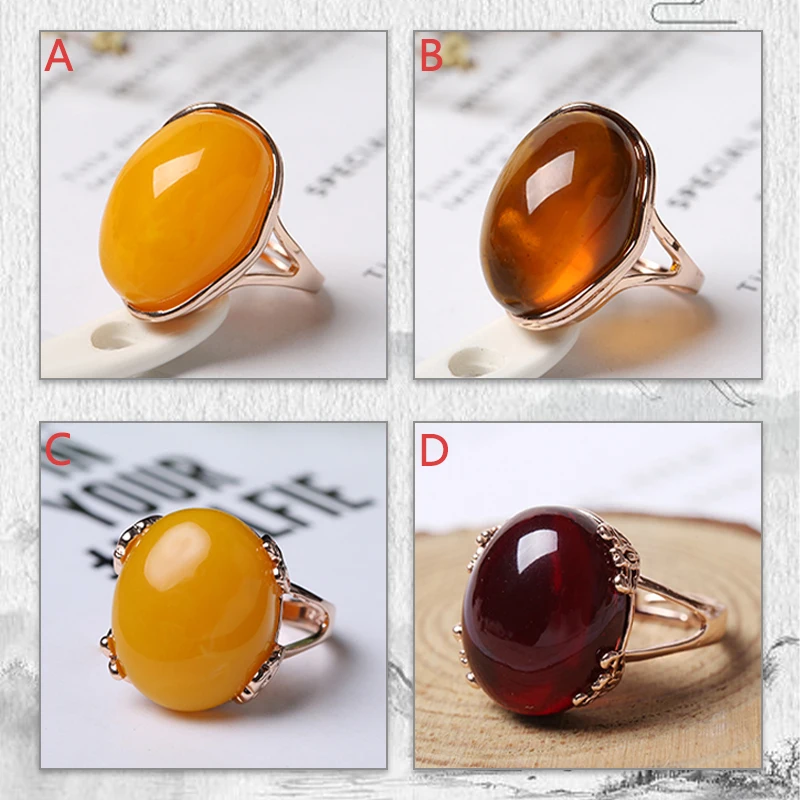 Natural Amber Ring Adjustable Mens Women Blood Amber Rings Charm Advanced Fashion Jewelry Gifts Ladies Beeswax Mens Ring