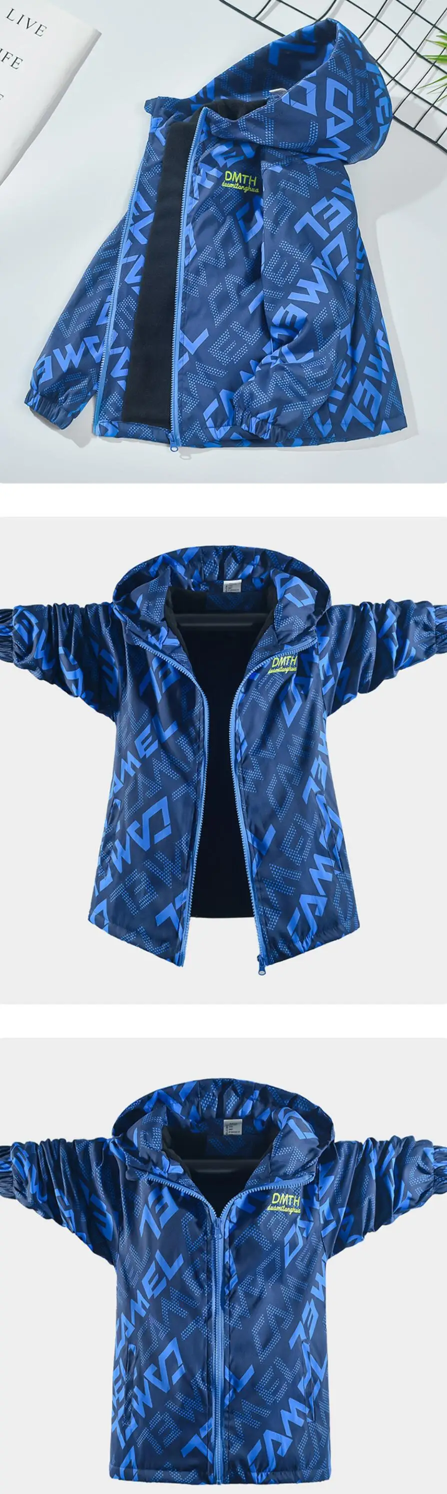 Boys Fashion Outdoor Jacket Thick Winter Waterproof Jackets For Kids Warm Clothes Autumn Boy's Windbreaker Hooded Coat