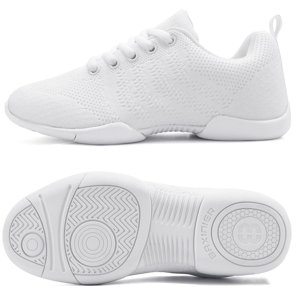BAXINIER Girls White Cheer Dance Sneakers Kids Lightweight Cheerleading Training Walking Tennis Womens Fashion Sports Shoes