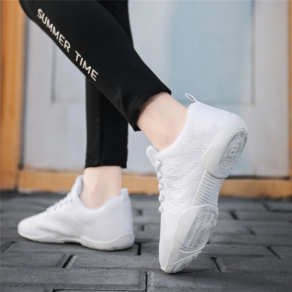 BAXINIER Girls White Cheer Dance Sneakers Kids Lightweight Cheerleading Training Walking Tennis Womens Fashion Sports Shoes