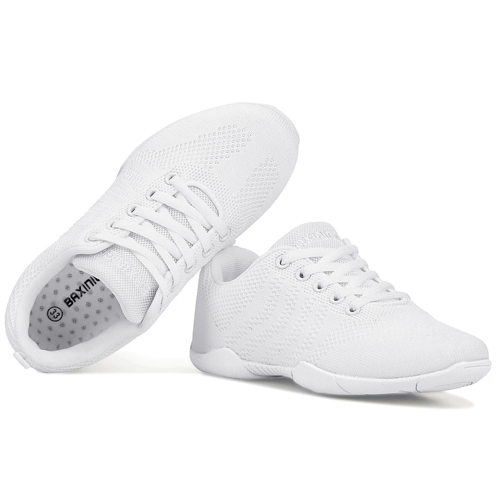 BAXINIER Girls White Cheer Dance Sneakers Kids Lightweight Cheerleading Training Walking Tennis Womens Fashion Sports Shoes