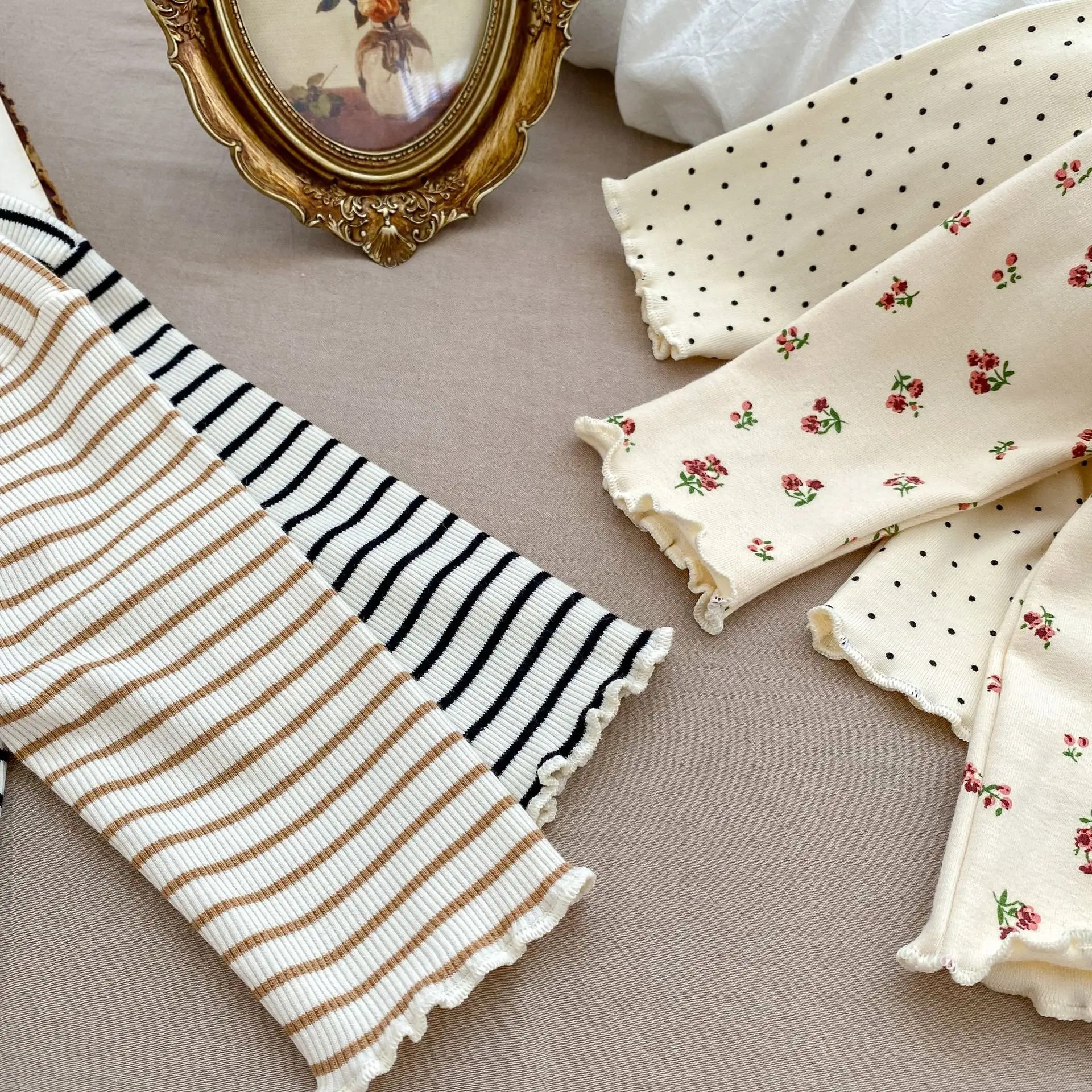 MiniAinis Autumn Winter Baby Wood Ear Edge Long Sleeve T-shirt Girls Cotton Ski Suit Girl Underlay Versatile Top Kids Clothes